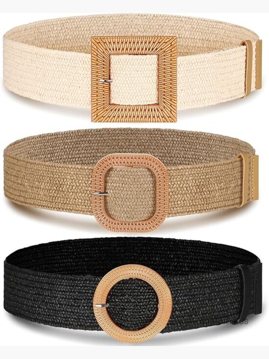 3 Straw Woven Elastic Waist Belt Bohemian Dress Braided Belt main image 5